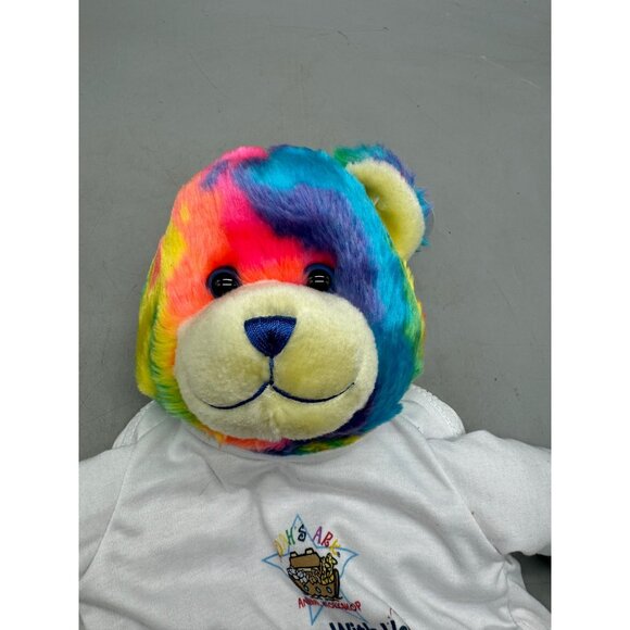 Noah's Ark kids Rainbow Plush Teddy Backpack White Shirt adjustable 16" READ NEW - Picture 6 of 13